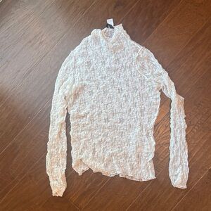 Divided White Textured Women's Blouse